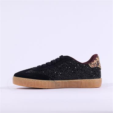 Victoria Berlin Laced Glitter Trainer - Black Leopard